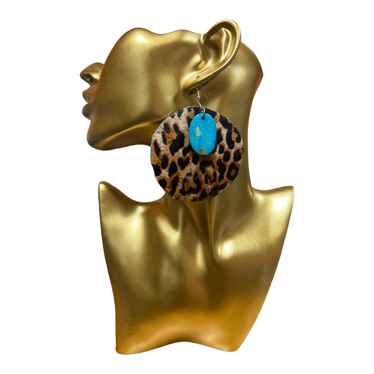 Cheetah leather earrings