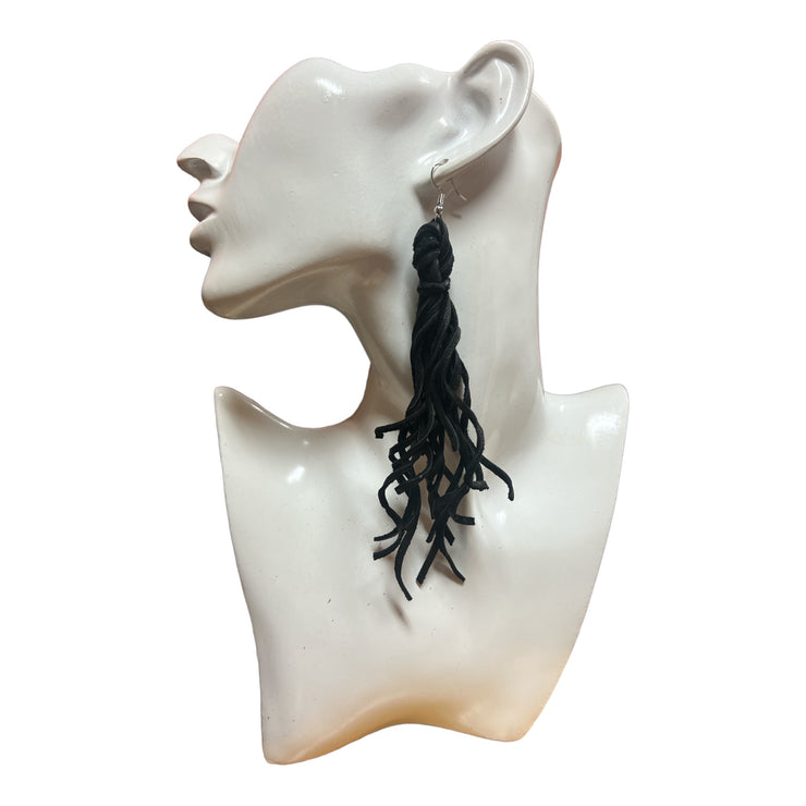 Leather fringe earrings